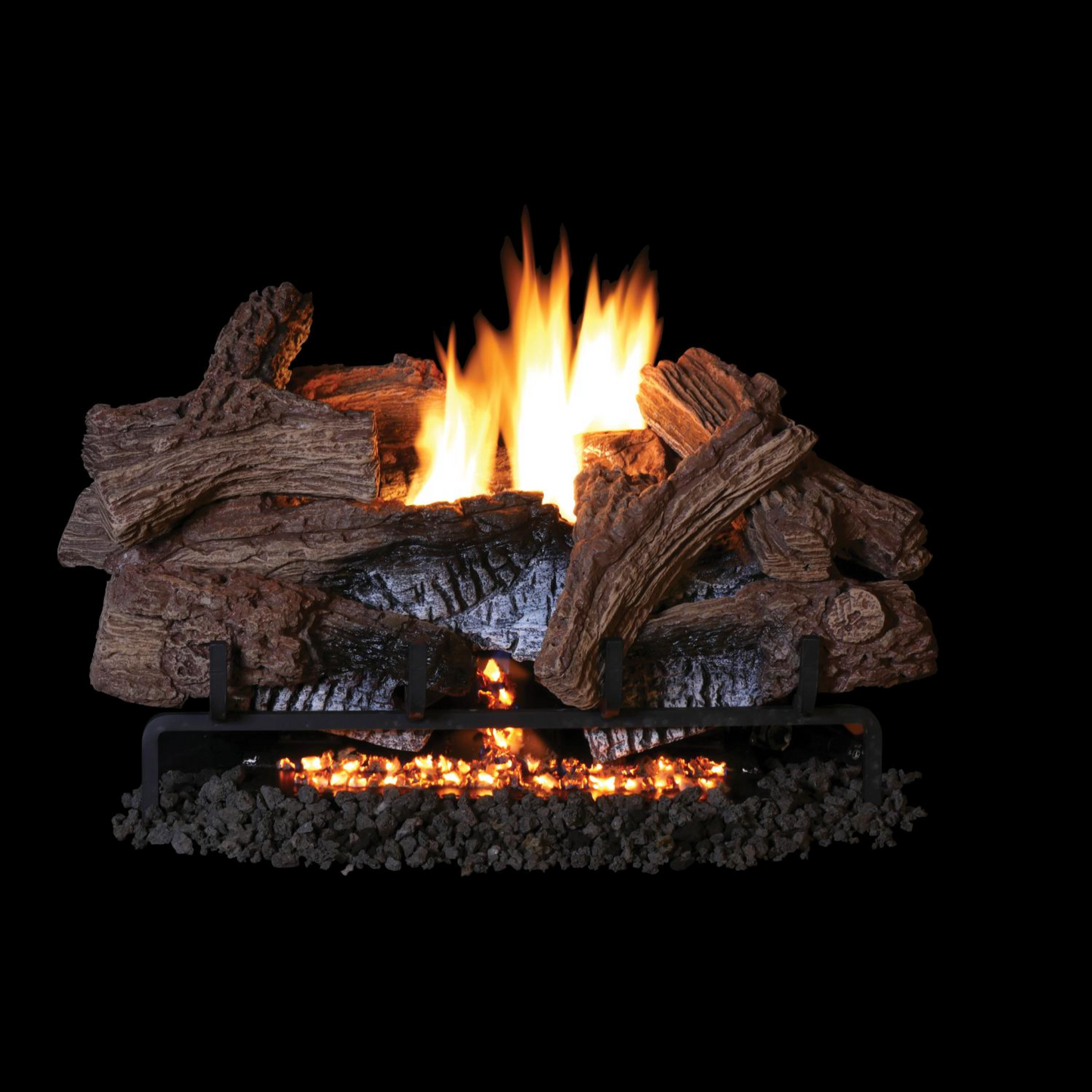 Superior Fireplaces 18" Wild Timber Gas Log Set with Vent-Free Propane Triple Flame Burner - Wall Mount Thermostat Control