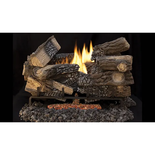 Superior Fireplaces 24" Massive Mixed Oak Gas Log Set with Vent-Free Propane Triple Flame Burner - on/Off Wall Switch