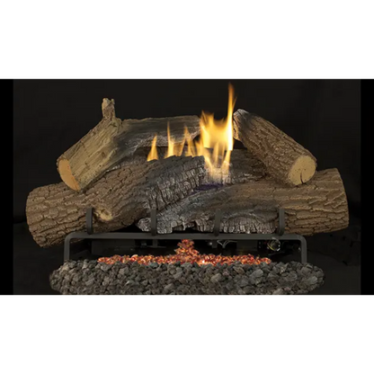 Superior Fireplaces 24" Massive Mixed Oak Gas Log Set with Vent-Free Propane Triple Flame Burner - on/Off Wall Switch